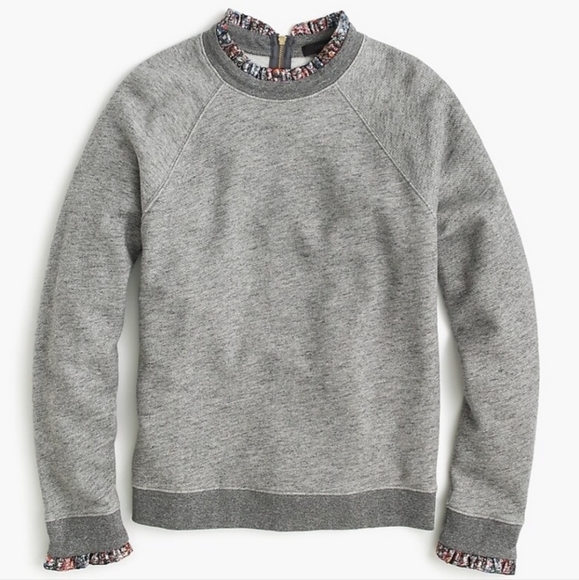 J.CREW Metallic Ruffleneck Sweatshirt - Picture 1 of 12